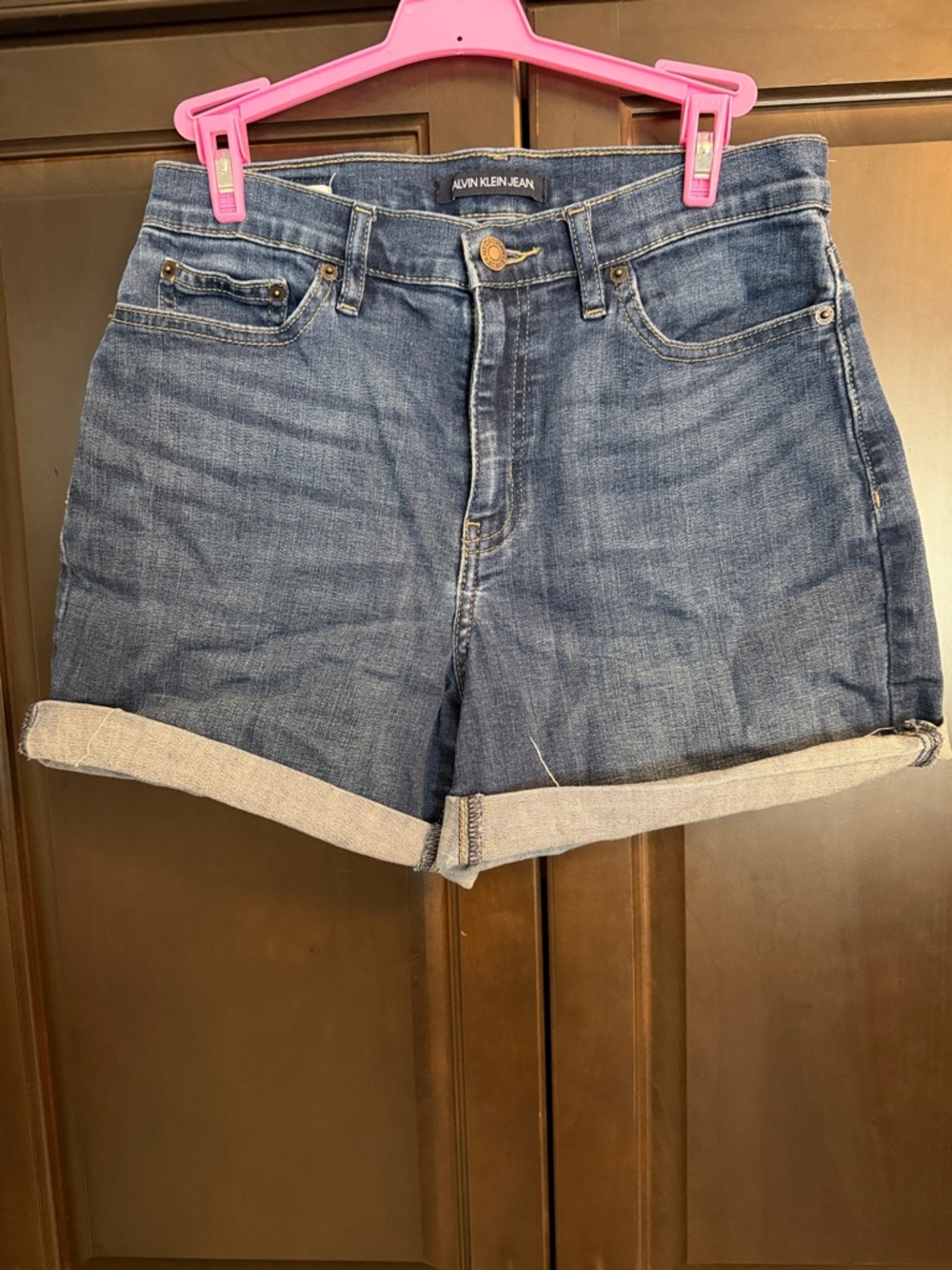 Calvin Klein Jeans Mid-Blue Rolled Cuff Denim Shorts